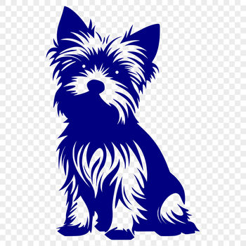 A small dog breed with a silky coat, depicted in full body sitting pose.