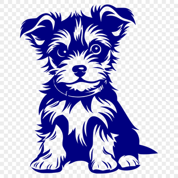 Close-up of a seated Yorkshire Terrier dog with full body view.