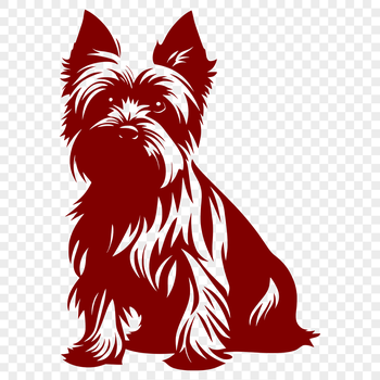 An SVG vector design of a seated Yorkshire terrier animal.
