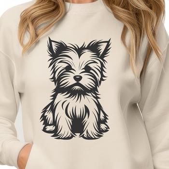 Stunning Sitting Yorkshire Terrier Vector Art