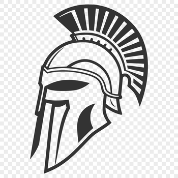 A detailed illustration of a classic Greek warrior wearing a helmet and armor.