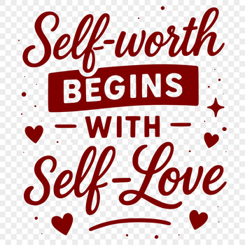 Vector design quote about self worth and confidence with clean lines and bold typography.