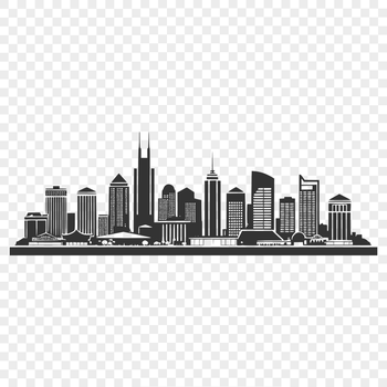 City skyline illustration with iconic buildings and architectural details