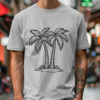 A stylized illustration of a palm tree with lush green fronds.