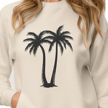 Palm trees in a tropical landscape design, suitable for vector art and clip art projects.