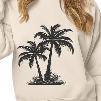 A single palm tree silhouette with clean lines and minimal detail.