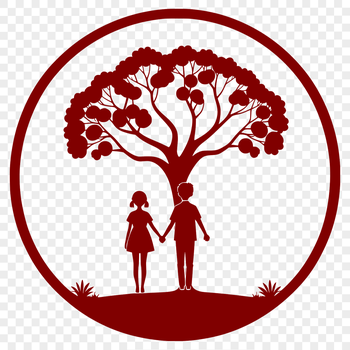 A stylized illustration of a tree with intertwined branches, symbolizing love.