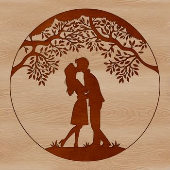 A romantic illustration of a tree with intertwined branches and roots, symbolizing love and partnership.