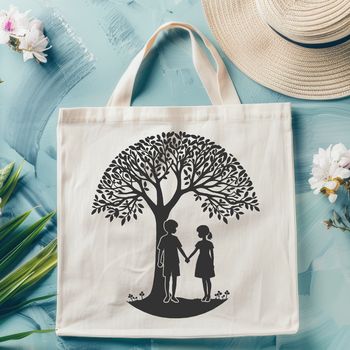 A stylized illustration of two figures embracing beneath the branches of a tree, symbolizing love and connection.