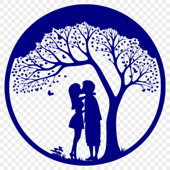 A stylized illustration of a tree with intertwining branches and a heart-shaped trunk, symbolizing love and connection.