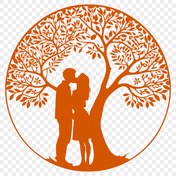 An elegant vector design of a lovers' tree, perfect for Valentine's Day or wedding decorations.
