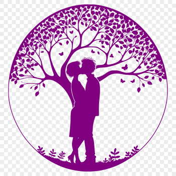 A stylized illustration of a tree with intertwined branches forming a heart shape, suitable for weddings and Valentine's Day.