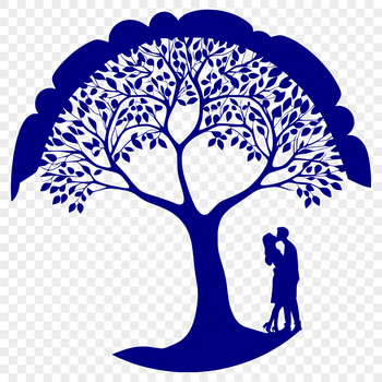 A stylized illustration of a tree with two embracing figures, perfect for wedding or Valentine's Day decor.