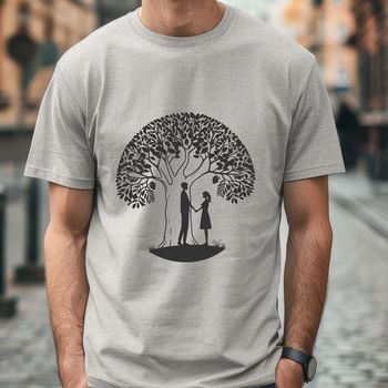 A stylized tree symbolizing the union of two lovers, suitable for Valentine's Day or wedding decorations.