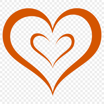 A simple line drawing of a heart shape, suitable for vector graphics and digital designs.
