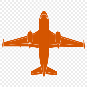 Illustrative vector graphic of a commercial airplane in flight.