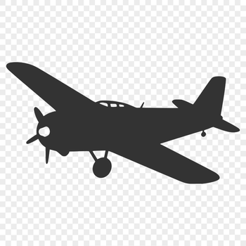An SVG rendering of a transport aircraft soaring through the sky.