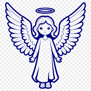 A winged figurine with a benevolent expression, created as a digital vector graphic.