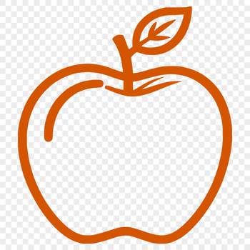 A simple vector graphic design featuring a stylized apple.