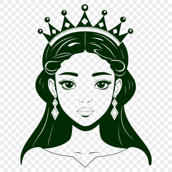 A royalty-inspired female character in a medieval setting, created as a vector art design.