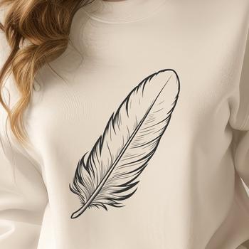 A detailed illustration of a single white feather, rendered as a scalable vector graphic.