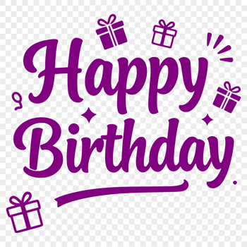 A celebratory vector graphic featuring a happy birthday message.