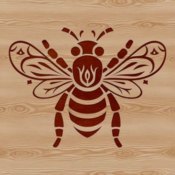 A detailed illustration of a single bee with intricate features.