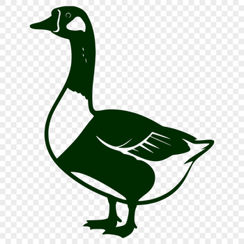 A detailed vector illustration of a single white goose in flight.