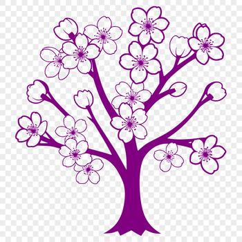 An isolated vector design of a pink sakura blossom with intricate petals.
