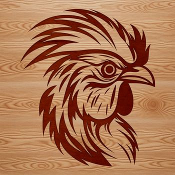 A simple illustration of a chicken's head, suitable for farm-themed designs.