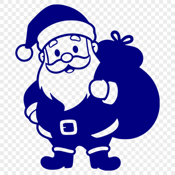 A simple outline illustration of Father Christmas in a classic red suit.