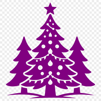 A stylized illustration of a Christmas tree with ornaments and lights, suitable for graphic design and digital use.
