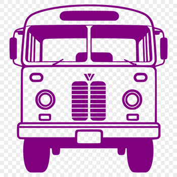 A simple illustration of a bus with detailed design elements.
