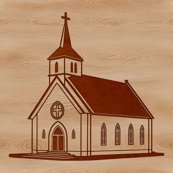 A 2D illustration of a traditional Protestant church architecture, suitable for vector graphics.
