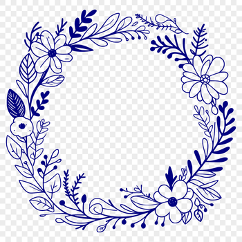 A decorative floral wreath design made up of intricate shapes and patterns.