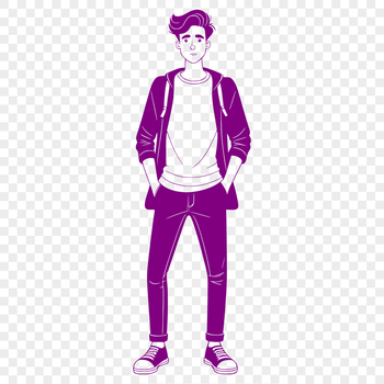A digital illustration of a male figure in outline form.