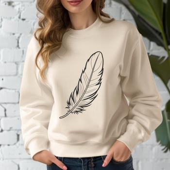 SVG graphic illustration of a feather with detailed lines and shapes for cutting or design purposes.