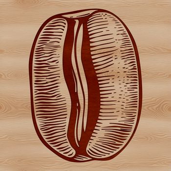 A stylized illustration of a single coffee bean in 2D vector format.
