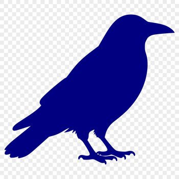 A vector illustration of a crow perched on a branch, depicted in simple outline form.