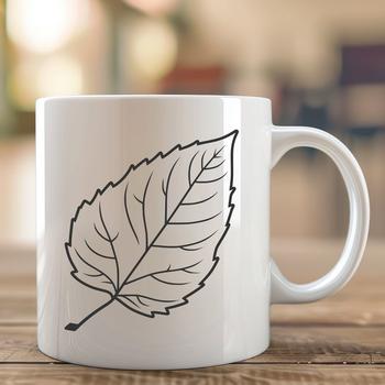 An isolated graphic representation of a single leaf in vector format.