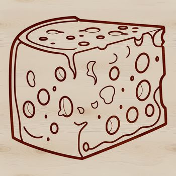 A detailed SVG illustration of a wedge-shaped block of cheese with intricate texture and pattern.