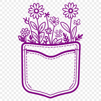 A stylized illustration of a pocket with a floral pattern, suitable for crafting and design projects.