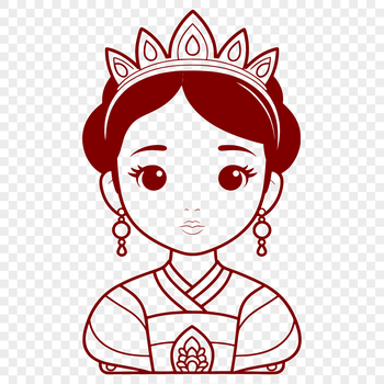Female royalty character in a regal pose, created as vector art for digital design.