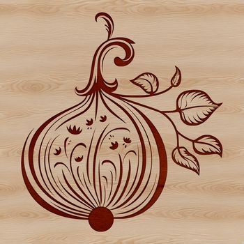 A detailed illustration of an ornate squash, suitable for graphic design and crafting.