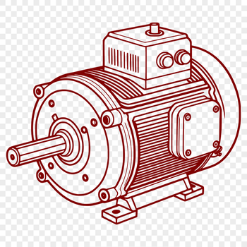 A detailed illustration of a motor, created as a vector graphic for technical applications.