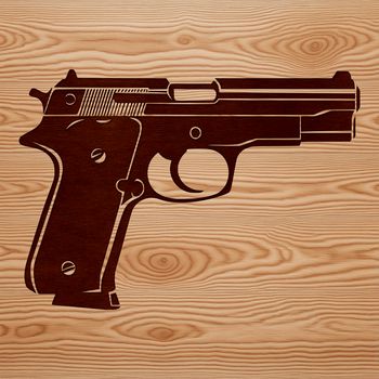 A detailed vector illustration of a pistol as a graphic element.