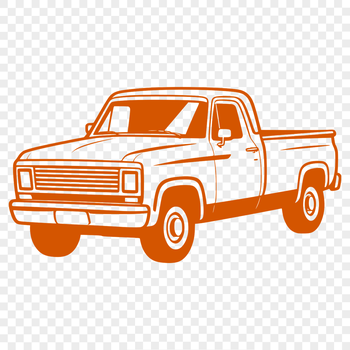 A 2D vector illustration of a pickup truck, suitable for digital editing and cutting.