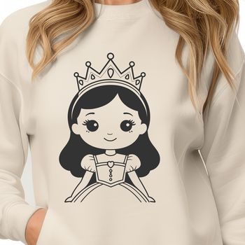 A royalty-inspired vector illustration of a young female in a regal attire.