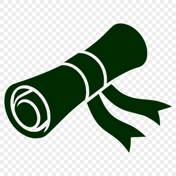 A traditional graduation scroll with a diploma on top, designed as a vector art file for digital use.