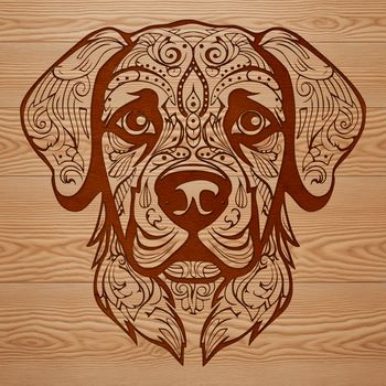 A detailed illustration of a Rottweiler dog's head, suitable for vector design and cutting machine projects.